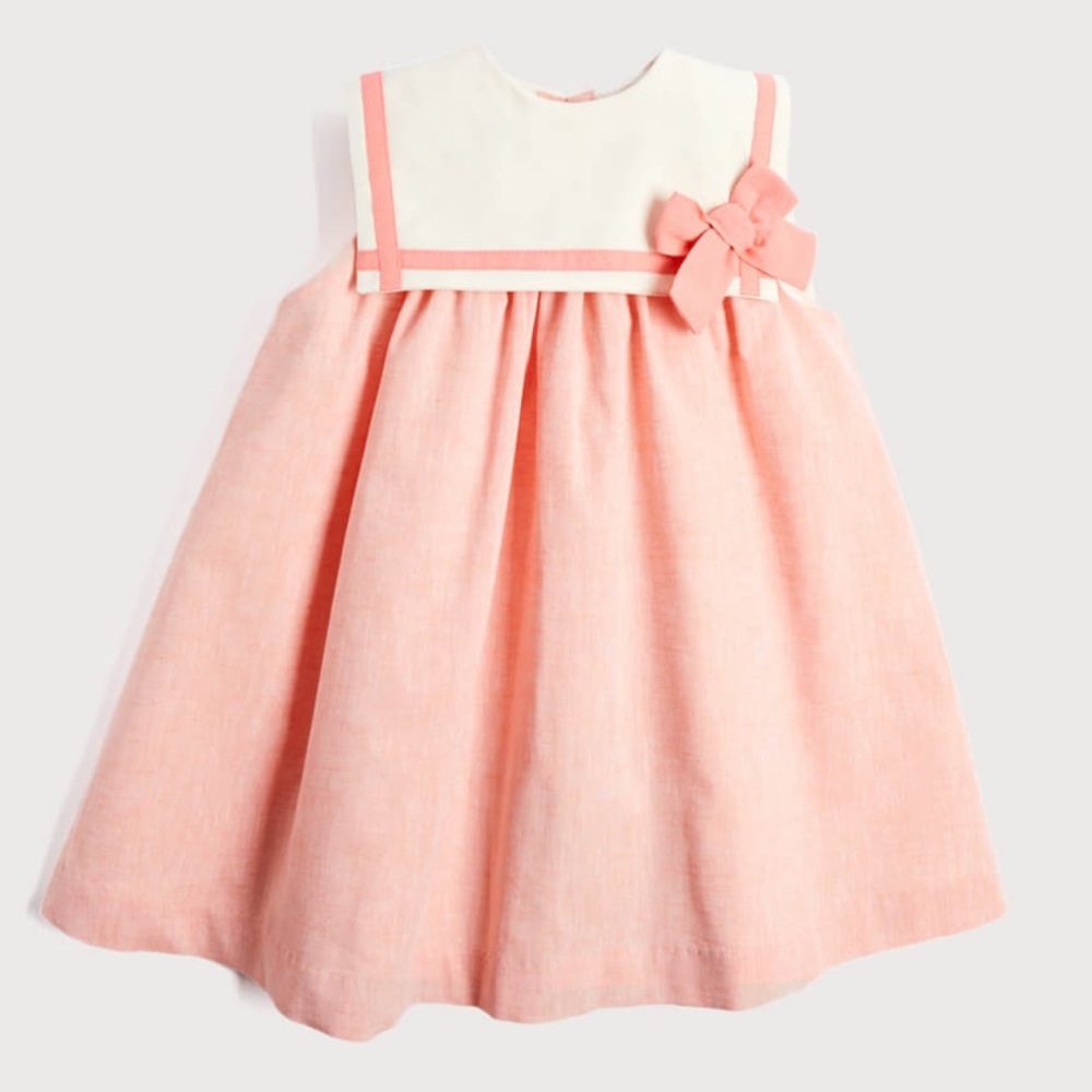 Pepa London Linen Blend Trapeze Dress in Peach Orange Sz 5Y